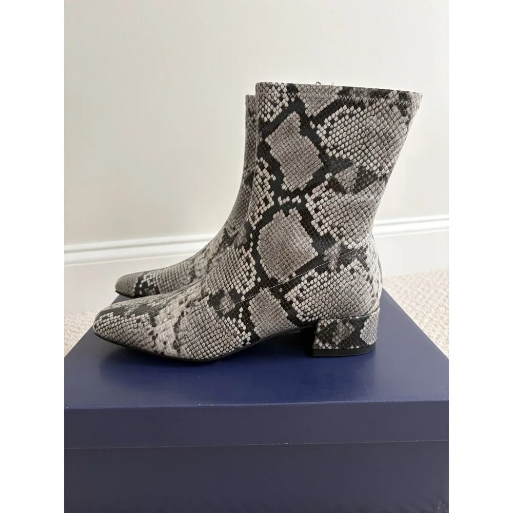 Scoop Snake Print Ankle Bootie US 7 Zip Stretch Memory Foam Square Toe